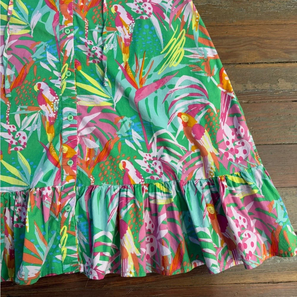 Michelle McDowell In The Trees Colorful Tropical Mini Dress ~ Size Medium 🧡🍄 - Picture 9 of 10